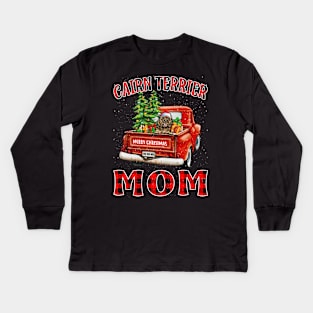 Christmas Cairn Terrier Mom Santa Hat Truck Tree Plaid Dog Mom Christmas Kids Long Sleeve T-Shirt